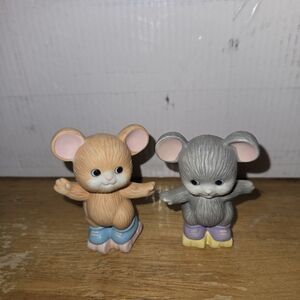 Cute Mouse Figurines in Gray and Tan